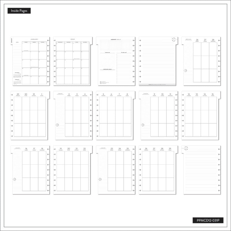 THP Work and Life Black and White Classic 12 Month Planner