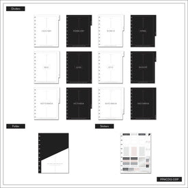 THP Work and Life Black and White Classic 12 Month Planner