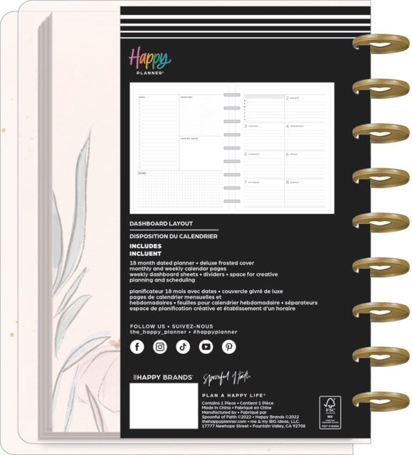 The Happy Planner Beautiful & Brave Frosted Cover Classic 18 Month Planner