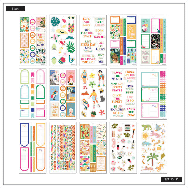 The Happy Planner Bright Travels Classic 30 Sheet Sticker Value Pack