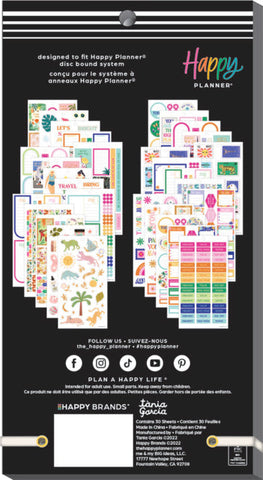 Image of The Happy Planner Bright Travels Classic 30 Sheet Sticker Value Pack
