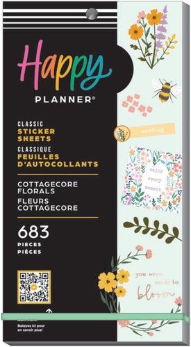 Front View of the Cottagecore Florals Classic 30 Sheet Sticker pack by Happy Planner