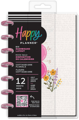 Front view of the Cottagecore Florals Mini 12 month planner by Happy Planner