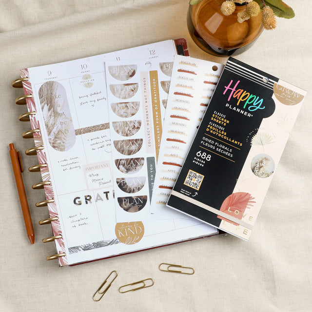 The Happy Planner Dried Florals Classic 30 Sheet Sticker Value Pack