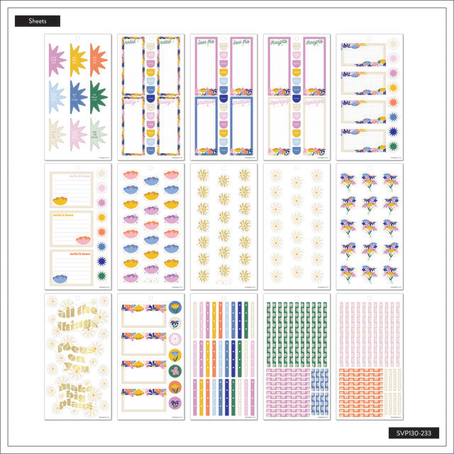 Internal View of the Fun Fleurs Classic 30 Sheet Sticker Pack by Happy Planner