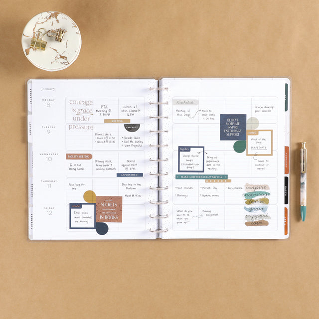 A lifestyle shot of the Gone Wild Big 12 month planner by Happy Planner