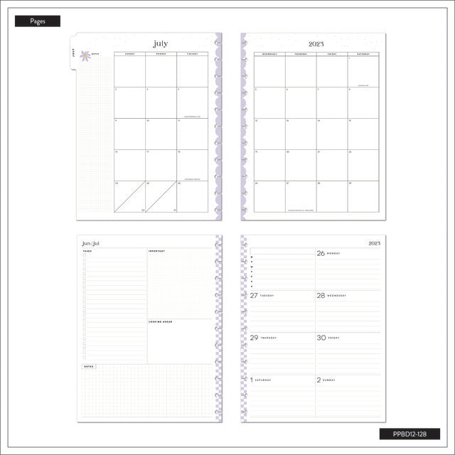 Internal layout of the Life Is Sweet Big 12 month planner by Happy Planner