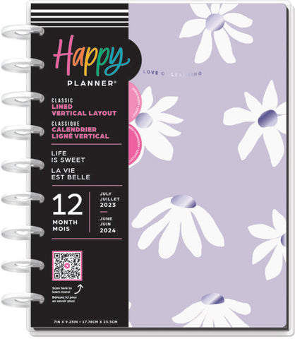 Image of Front view of the Life is Sweet Classic 12 month Planner by Happy Planner