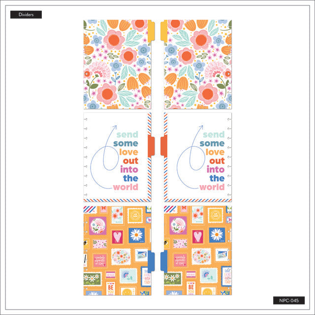 Internal view of divider tabs on the Mail Call Classic Notebook by Happy Planner