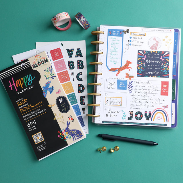The Happy Planner Nordic Brights Classic 30 Sheet Sticker Value Pack