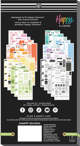 The Happy Planner Rainbow Classic 30 Sheet Sticker Value Pack
