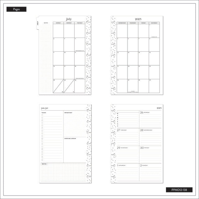 Internal layout of the Realign Mini 12 month planner by Happy Planner