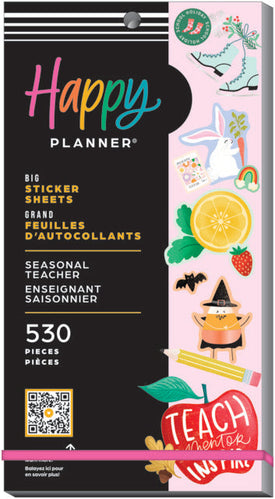 Front View of the Seasonal Teacher Big 30 Sheet Sticker Pack by Happy Planner