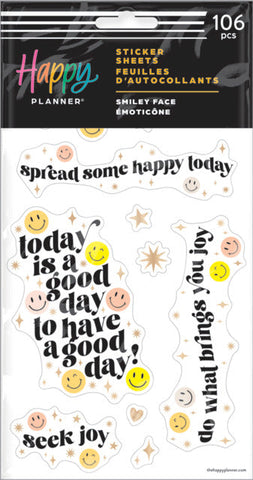 Image of The Happy Planner Smiley Face 5 Sheet Sticker Sheet