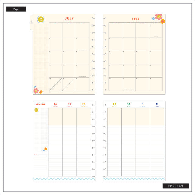 Internal layout of the Super Happy Big 12 month planner by Happy Planner