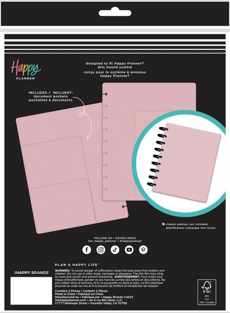 The Happy Planner Blush Classic Deluxe Snap In Cover
