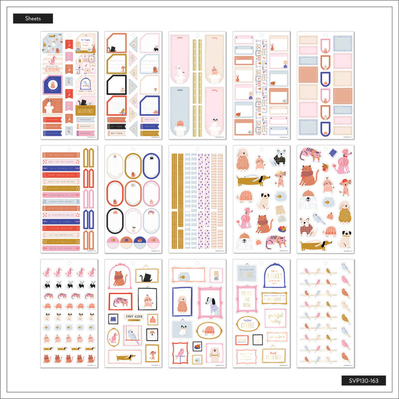 The Happy Planner Cozy Critters Classic 30 Sheet Sticker Value Pack