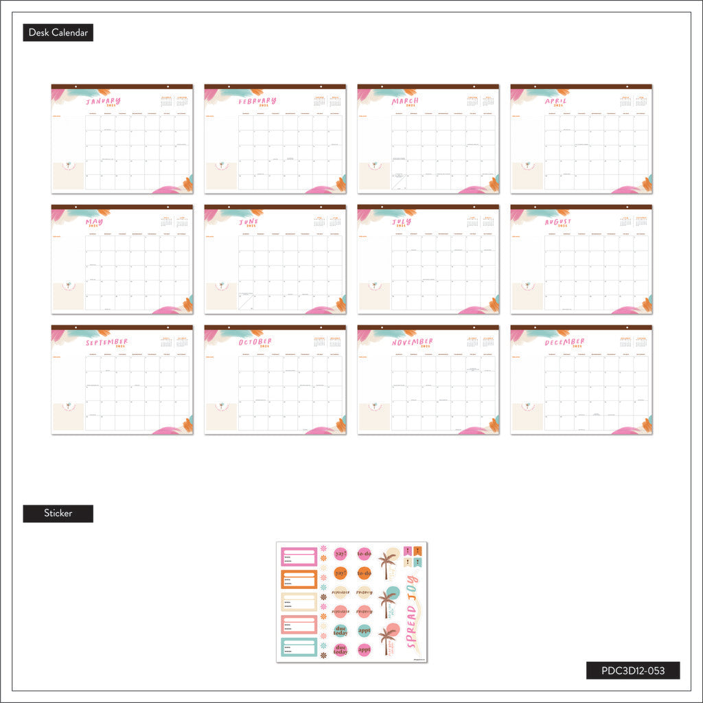 The Happy Planner Desert Dunes 12 Month Desk Calendar