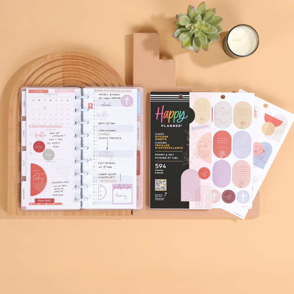 The Happy Planner Peony & Sky Faith 30 Sheet Sticker Value Pack