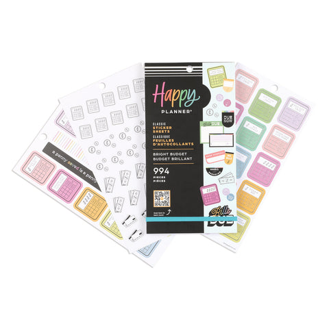 Image of The Happy Planner Bright Budget 30 Sheet Sticker Value Pack