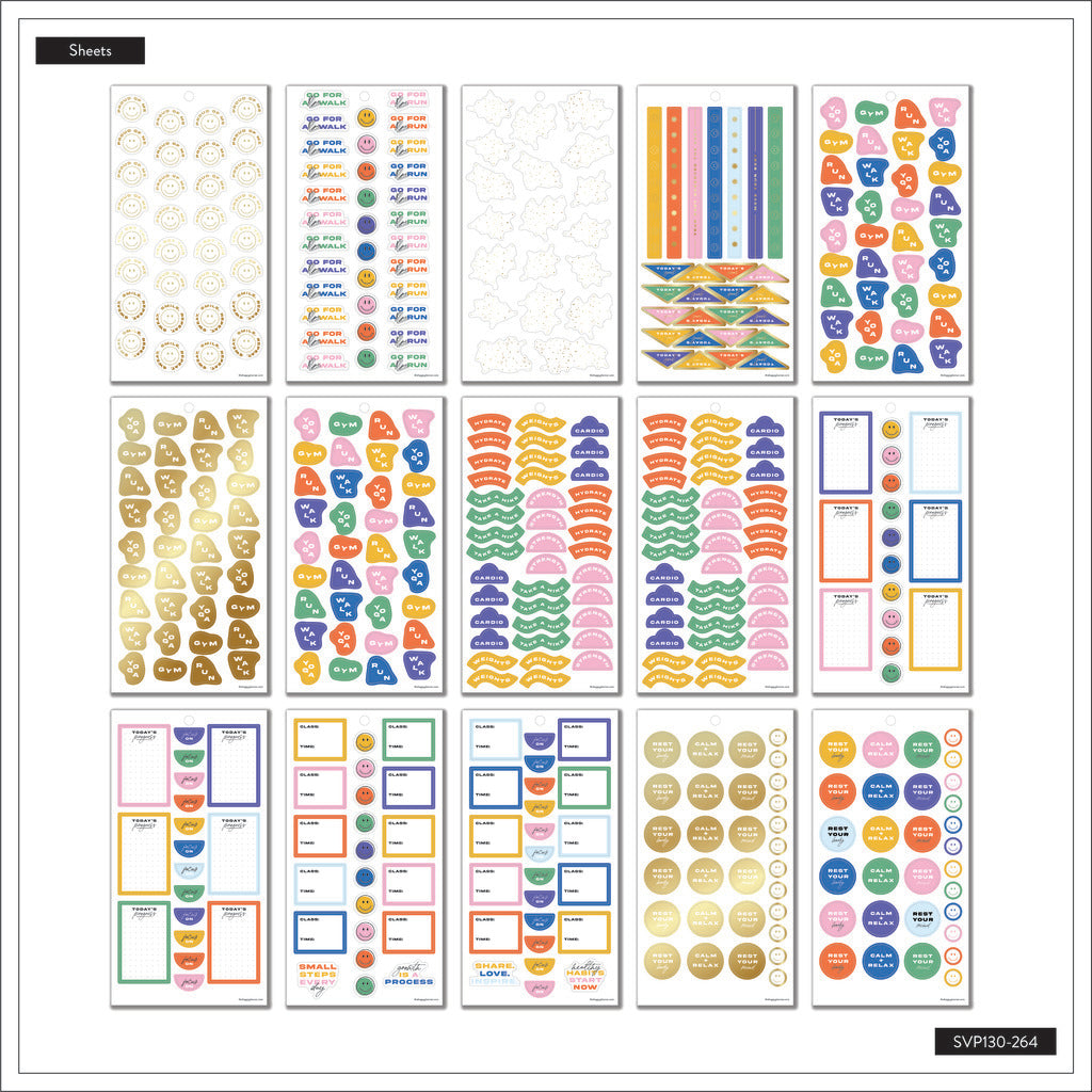 The Happy Planner Be Bold Fitness 30 Sheet Sticker Value Pack