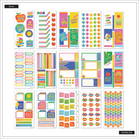 Image of Internal view of sticker sheets in the Abstract Silkscreen Teacher Big 30 Sheet Sticker pack