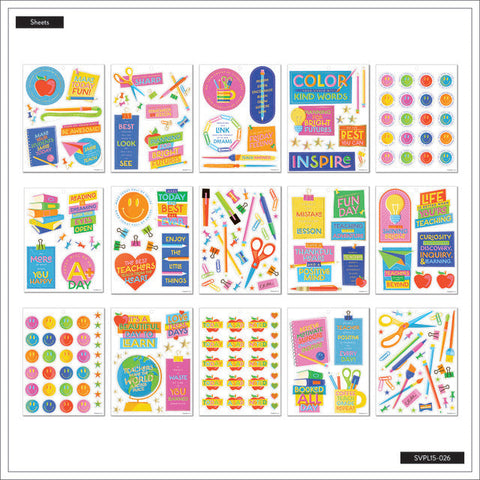 Image of Internal View of the Abstract Silkscreen Teacher Large Sticker Value Pack by Happy Planner