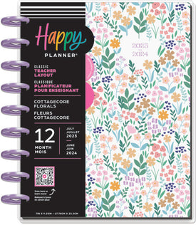 Front view of the Cottagecore Florals Classic 12 month planner by Happy Planner