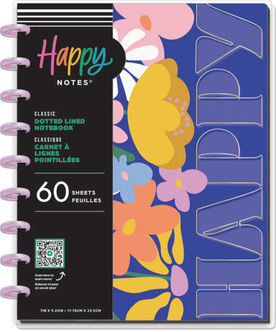 Image of Front cover of the Fun Fleurs Classic Notebook by Happy Planner