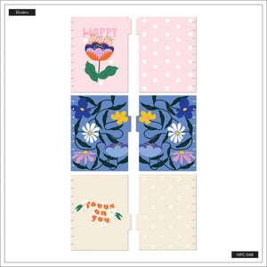 Internal dividers of the Fun Fleurs Classic Notebook by Happy Planner