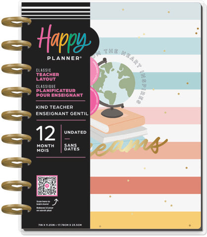 Image of The Happy Planner Kind Teacher Classic Undated 12 Month Planner