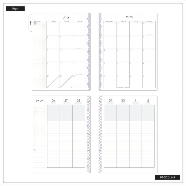 Internal layout of the Life is Sweet Classic 12 month Planner by Happy Planner