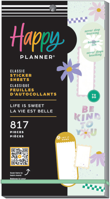 Front view of the Life Is Sweet Classic 30 Sheet Sticker Pack by Happy Planner