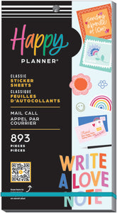 Front view of the Mail Call Classic 30 sheet sticker pack by Happy Planner