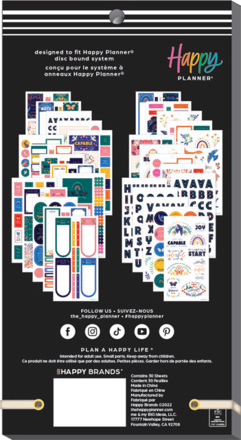 The Happy Planner Nordic Brights Classic 30 Sheet Sticker Value Pack