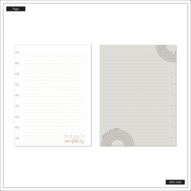 Internal view of the Realign Classic Notebook by Happy Planner