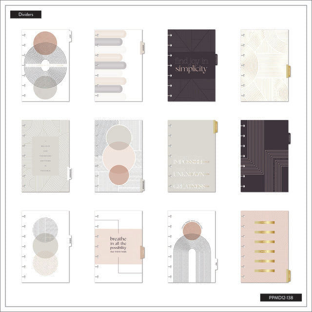 Internal dividers of the Realign Mini 12 month planner by Happy Planner