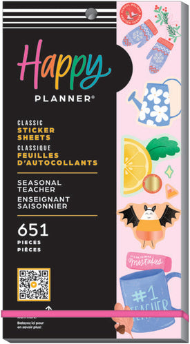 Front View of the Seasonal Teacher Classic 30 Sheet Sticker Pack by Happy Planner