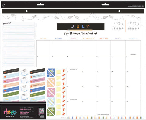 Image of Front view of the Teacher Notes 12 Month Desk Calendar by Happy Planner