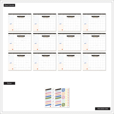 Image of Month by Month view of the Teacher Notes 12 month desk calendar by Happy Planner