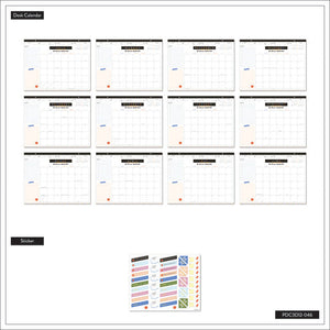 Month by Month view of the Teacher Notes 12 month desk calendar by Happy Planner