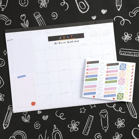 Image of A lifestyle shot of one month of the Teacher Notes 12 month desk calendar by Happy Planner