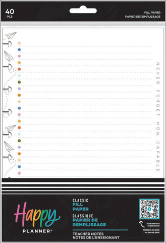 Image of Front View of the Teacher Notes Classic Fill Paper by Happy Planner